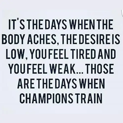 Quote: it's the days when the body aches, the desire is low, you fre tired and feel weak, those are the days when champions train