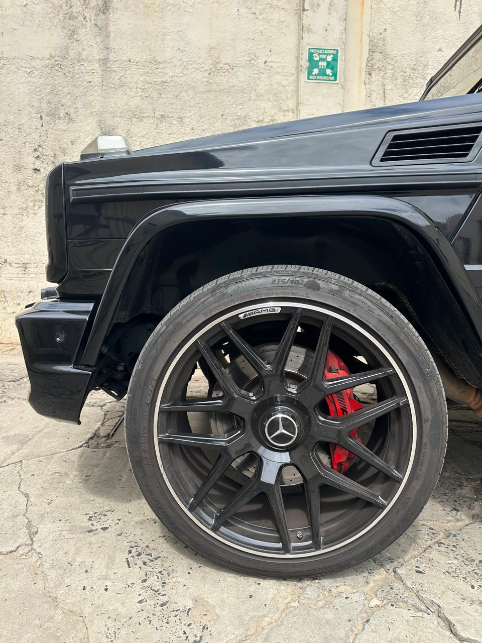 Black 2017 Mercedes Benz G63 V8 BiTurbo side view for hire in Cape Town.