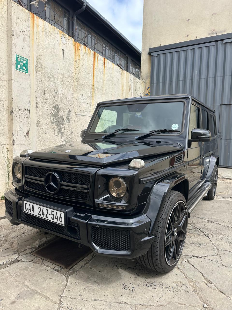 Black 2017 Mercedes Benz G63 V8 BiTurbo front view for hire in Cape Town.