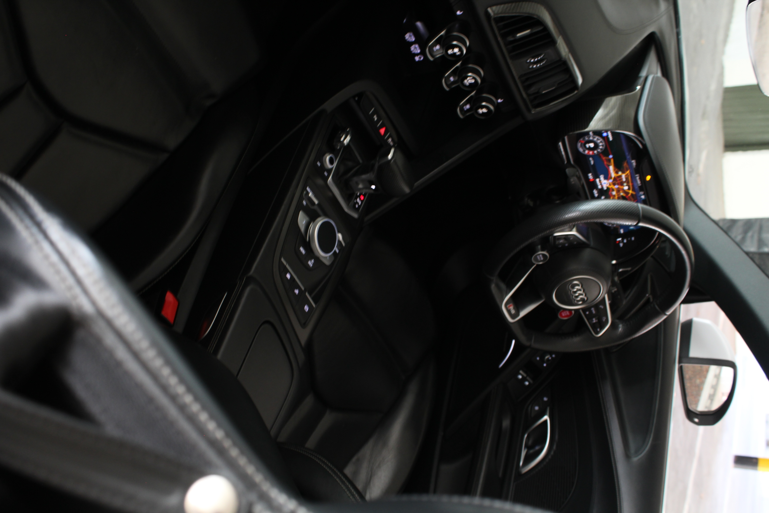 White 2019 Audi R8 Spyder V10 Convertible front angle.