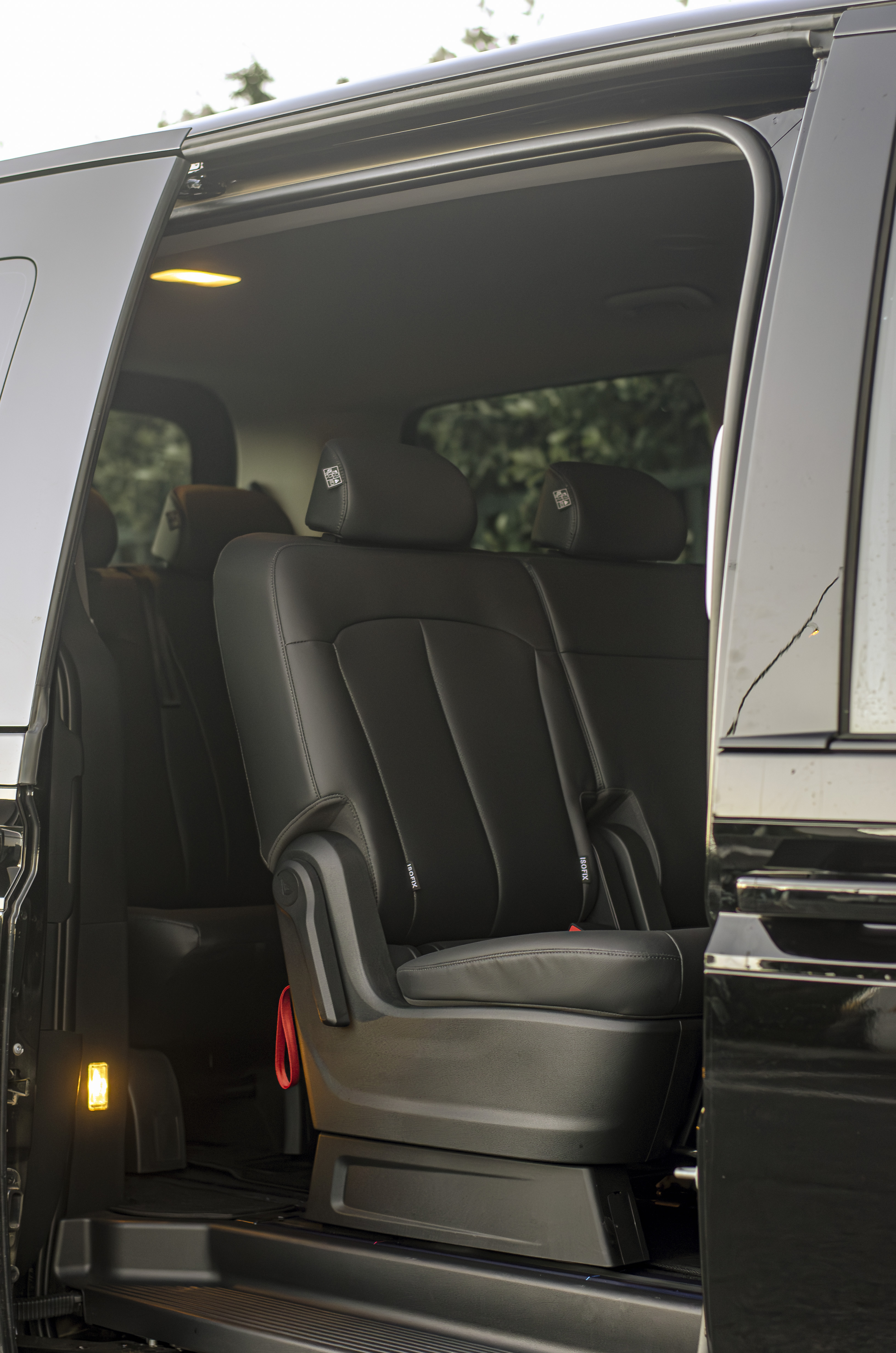 Black 2026 Hyundai Staria 9-seater sliding door cabin view for hire in Cape Town.
