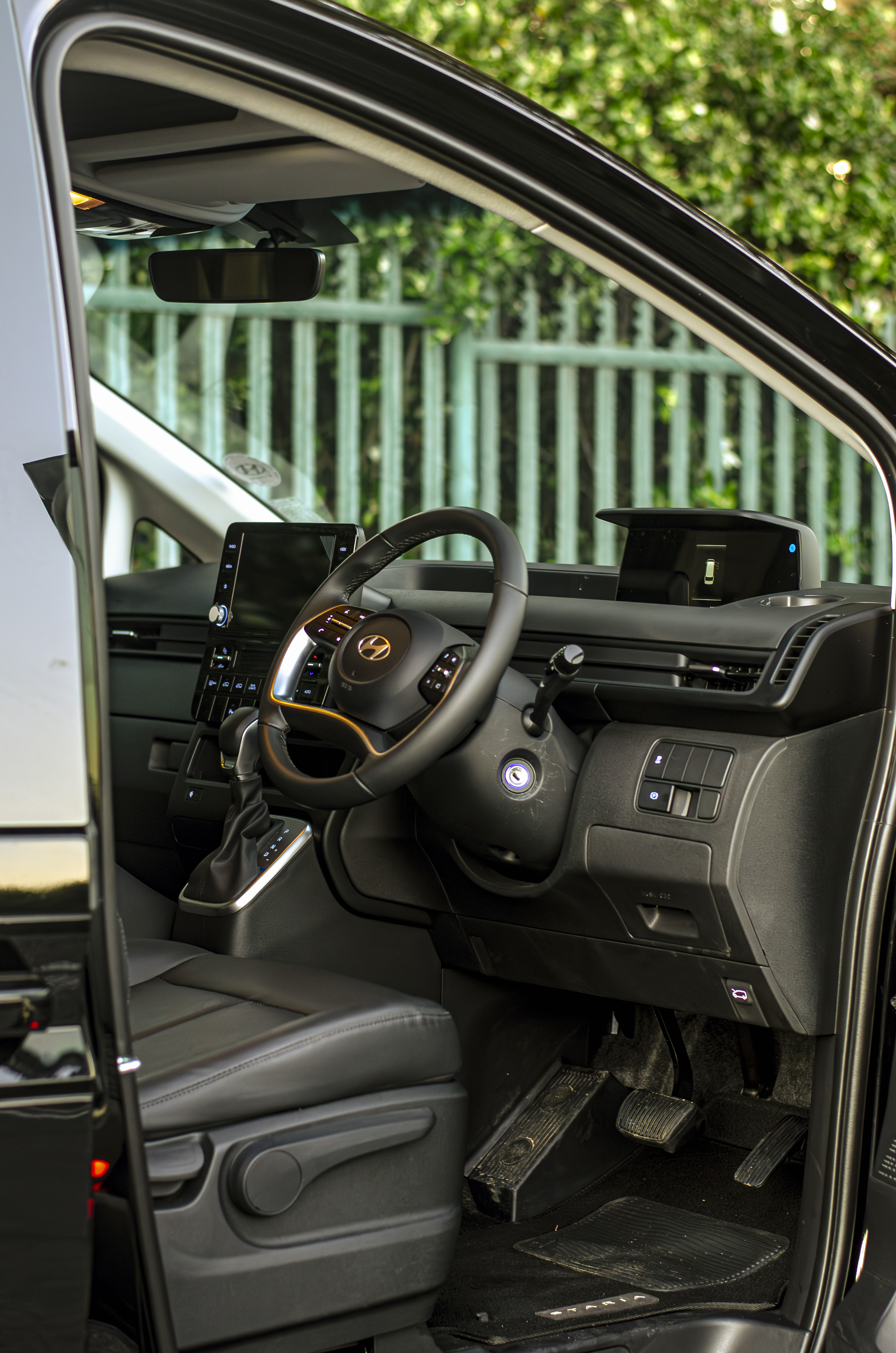 Black 2026 Hyundai Staria 9-seater driver cabin view for hire in Cape Town.