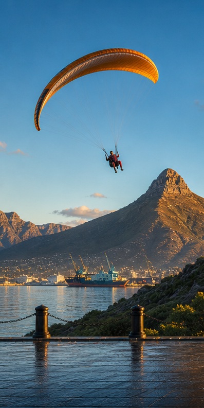 Tandem paragliding over Cape Town