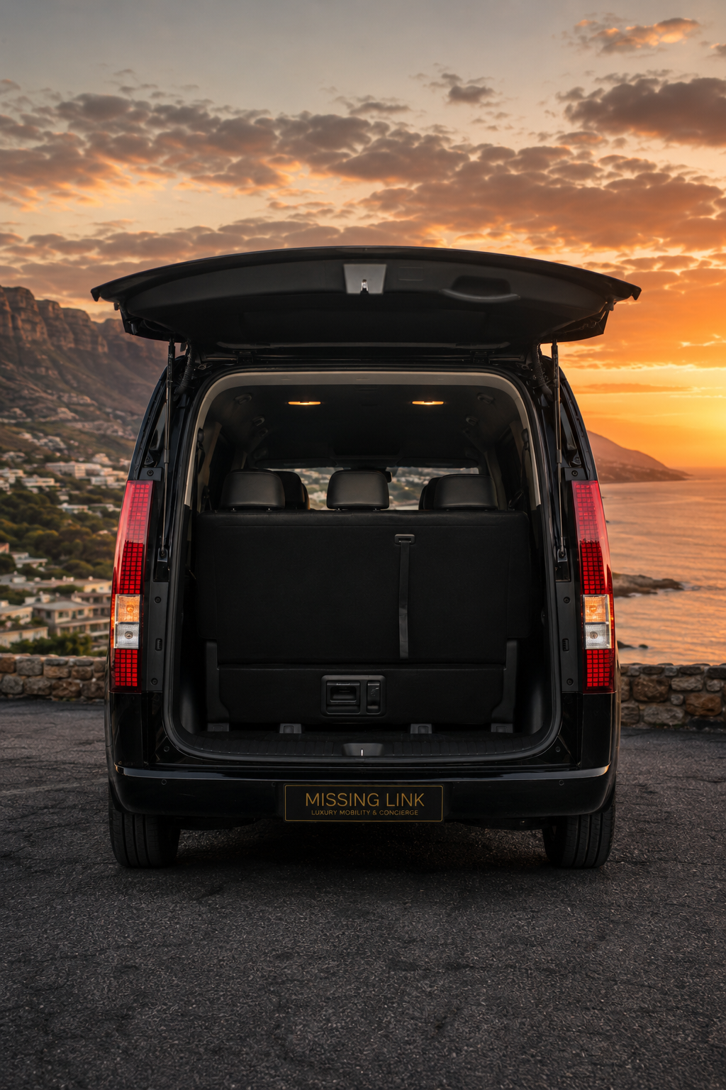Rear luggage view of the black 2026 Hyundai Staria