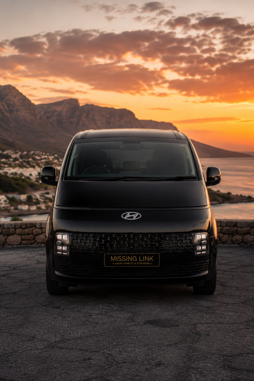 Front view of the black 2026 Hyundai Staria