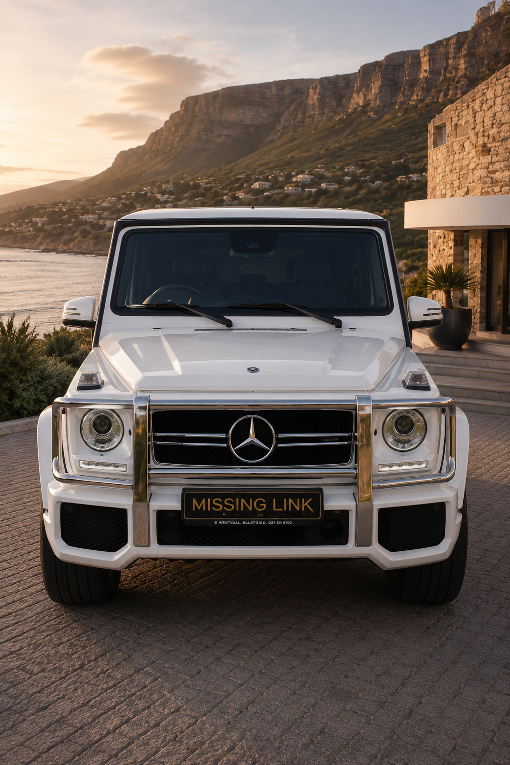 Front view of the white 2017 Mercedes Benz G63 AMG V8 BiTurbo
