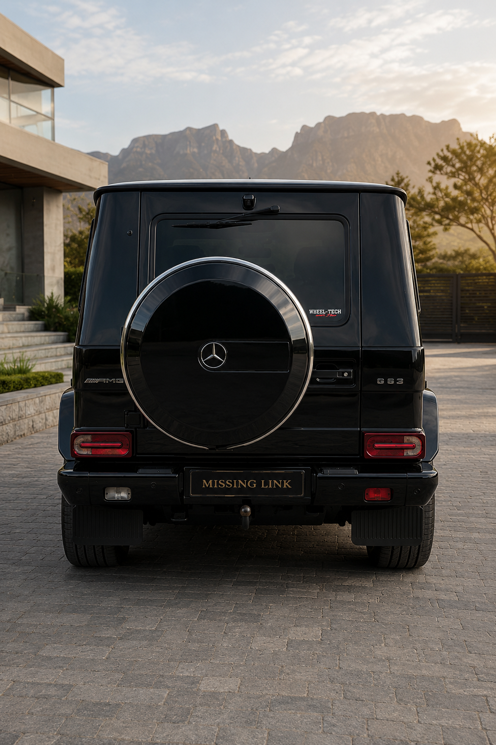 Rear view of the black 2025 Mercedes G63 V8 BiTurbo