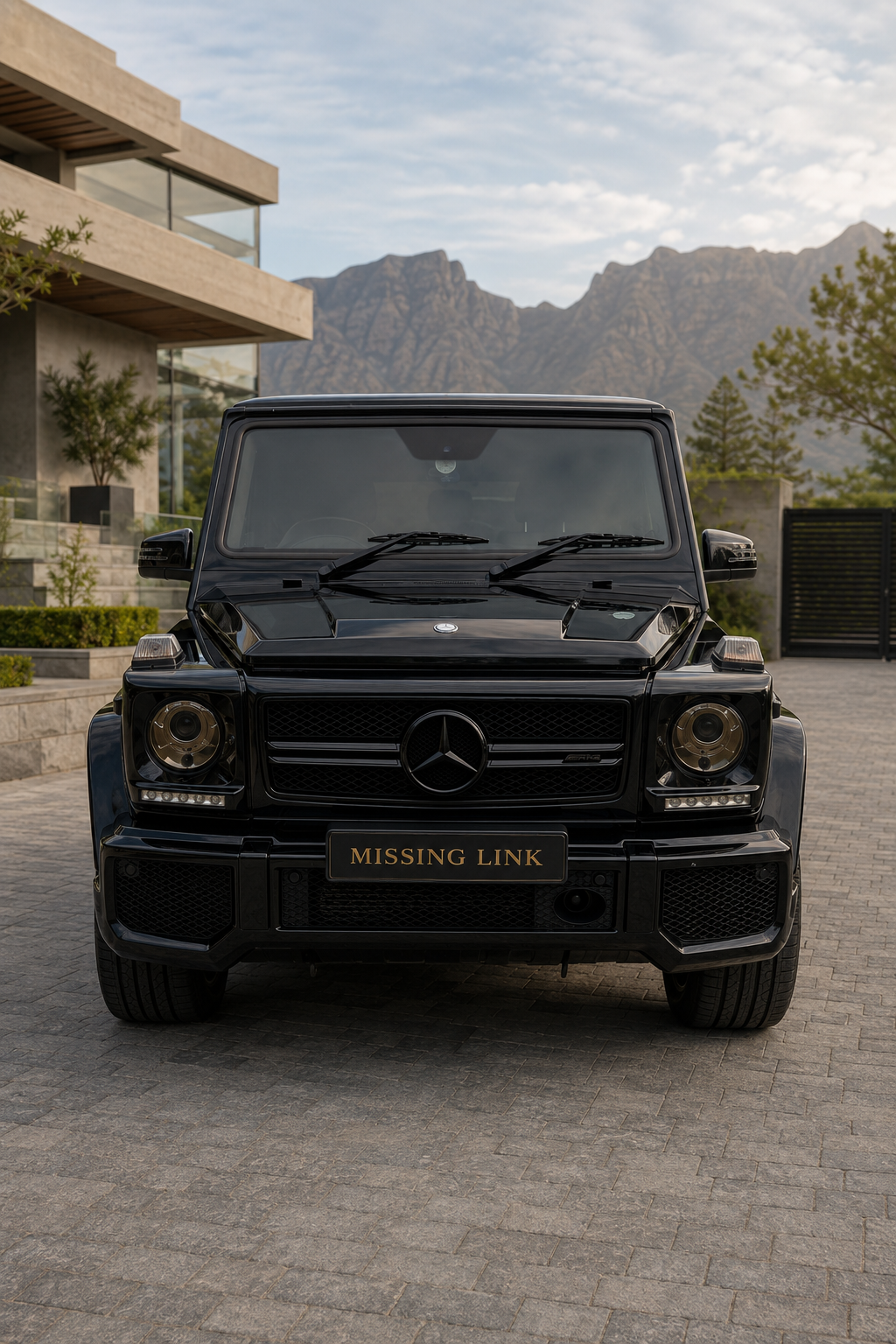 Front view of the black 2025 Mercedes G63 V8 BiTurbo