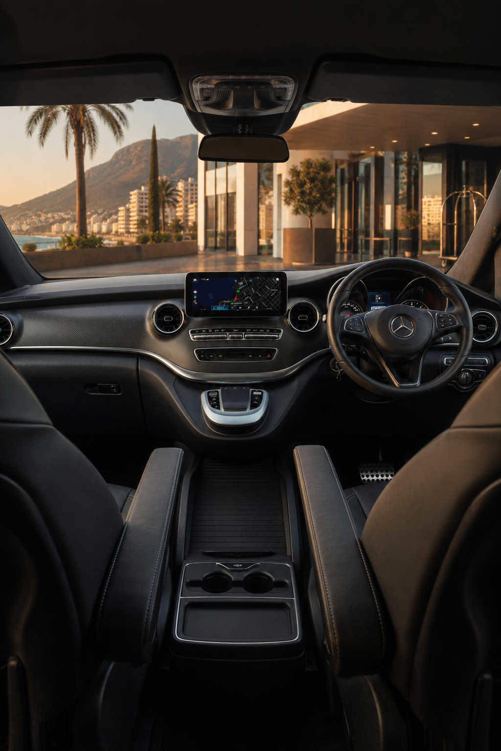 Front cabin view of the 2024 Mercedes Benz V-Class V300d