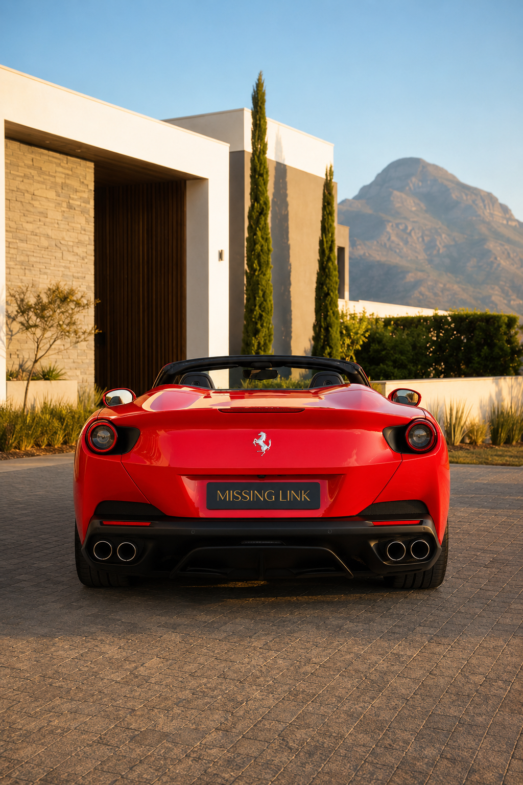 Rear view of the red 2024 Ferrari Portofino