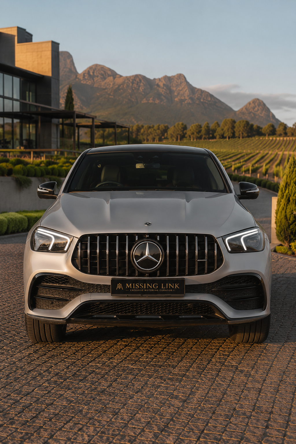 Front view of the silver 2021 Mercedes Benz GLE 53