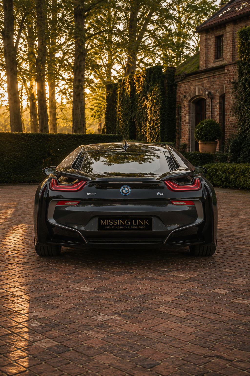 Rear view of the grey 2018 BMW i8 Protonic Edition
