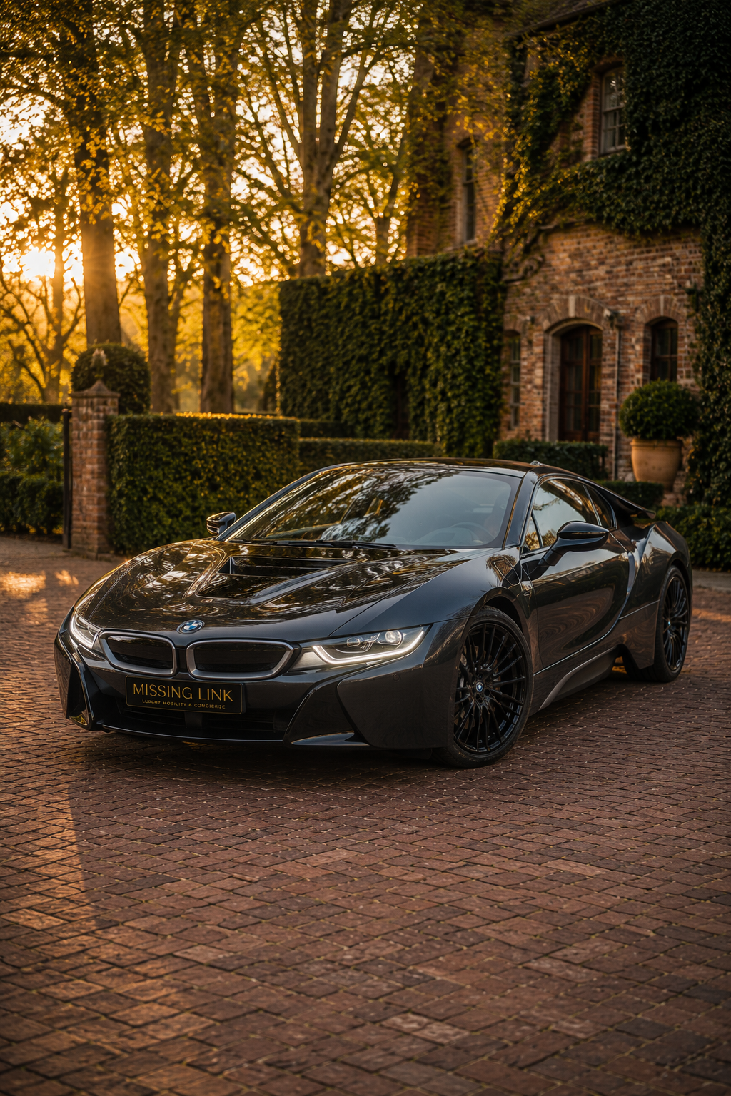 Front three-quarter view of the grey 2018 BMW i8 Protonic Edition