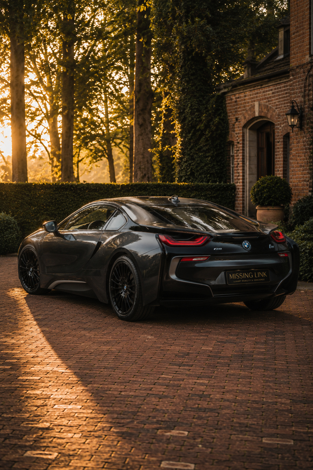 Rear three-quarter view of the grey 2018 BMW i8 Protonic Edition