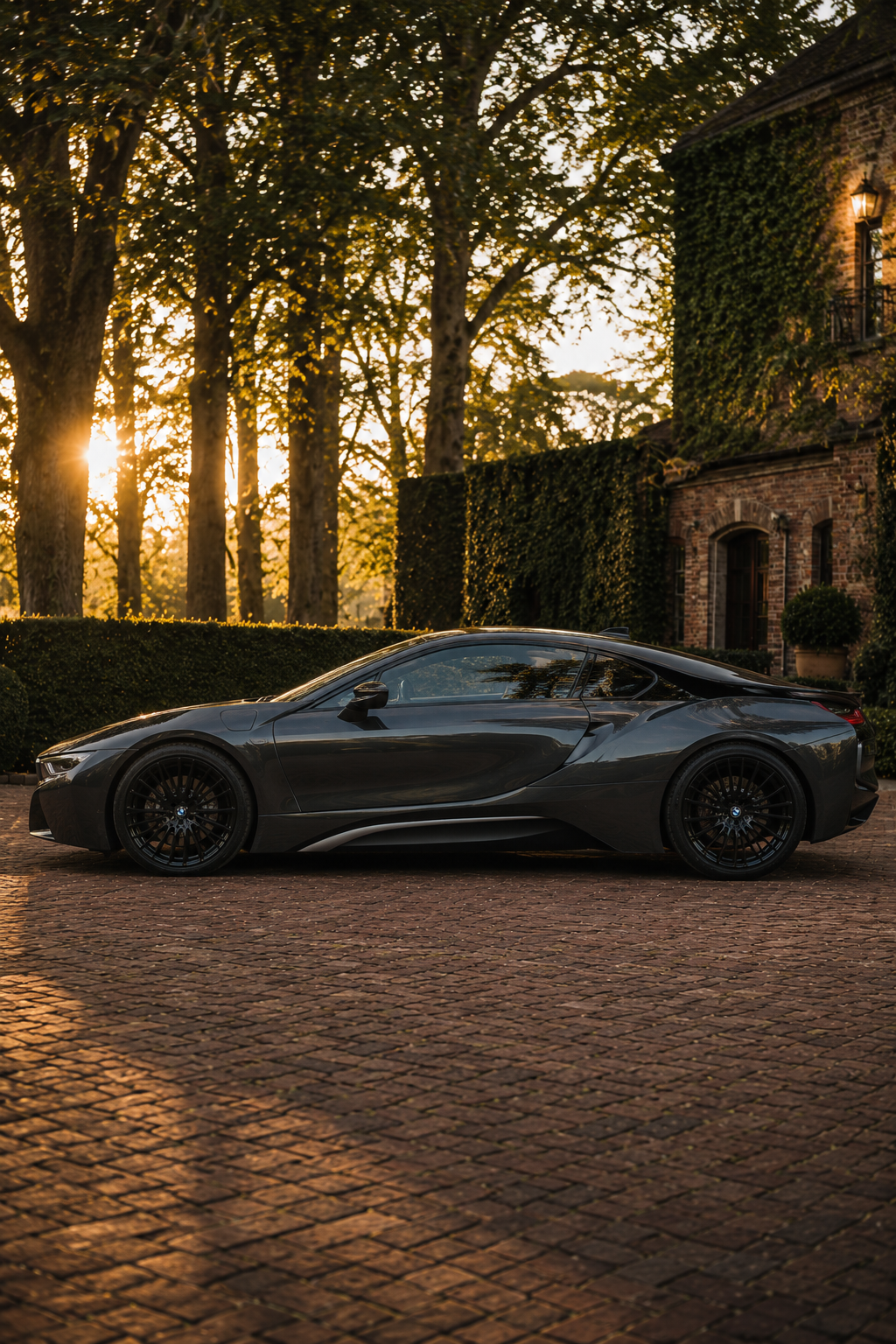 Side profile of the grey 2018 BMW i8 Protonic Edition