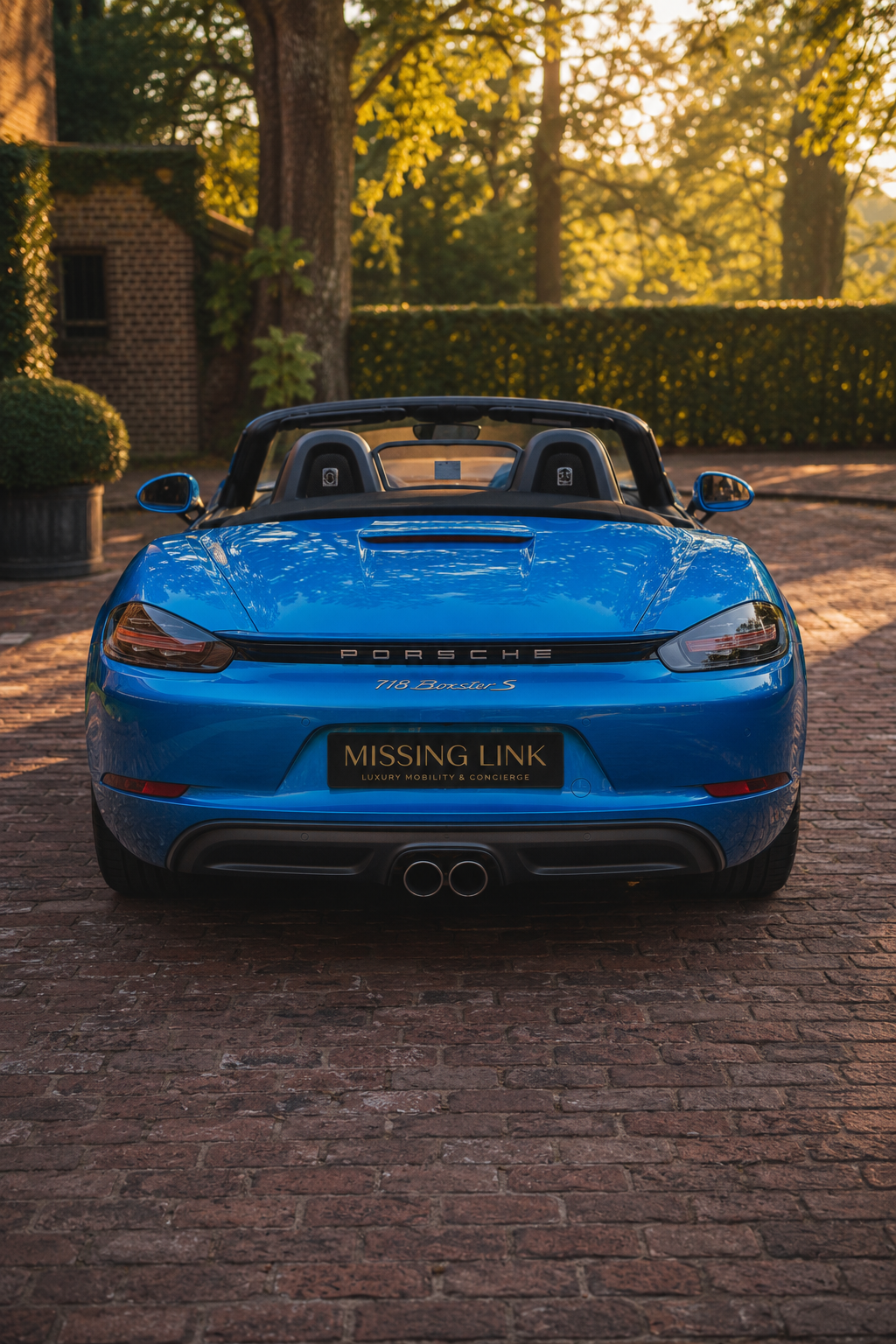 Rear view of the blue Porsche Boxster 718 S - 2017