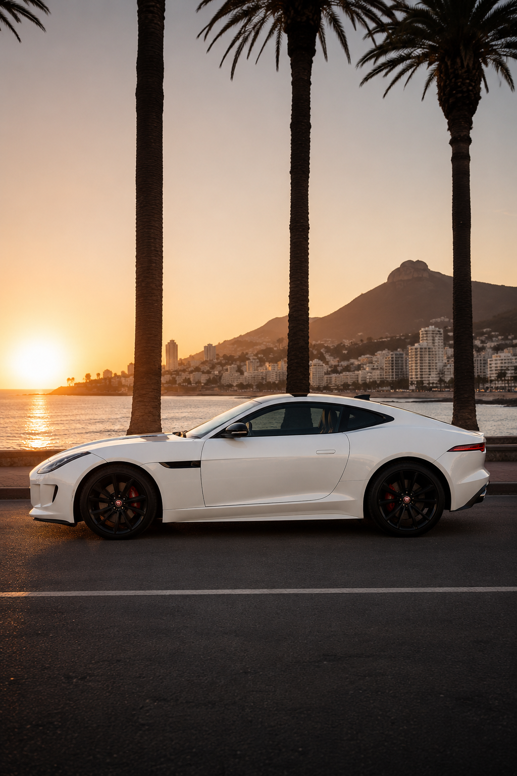 Side profile of the white 2017 Jaguar F-Type V6 Hardtop