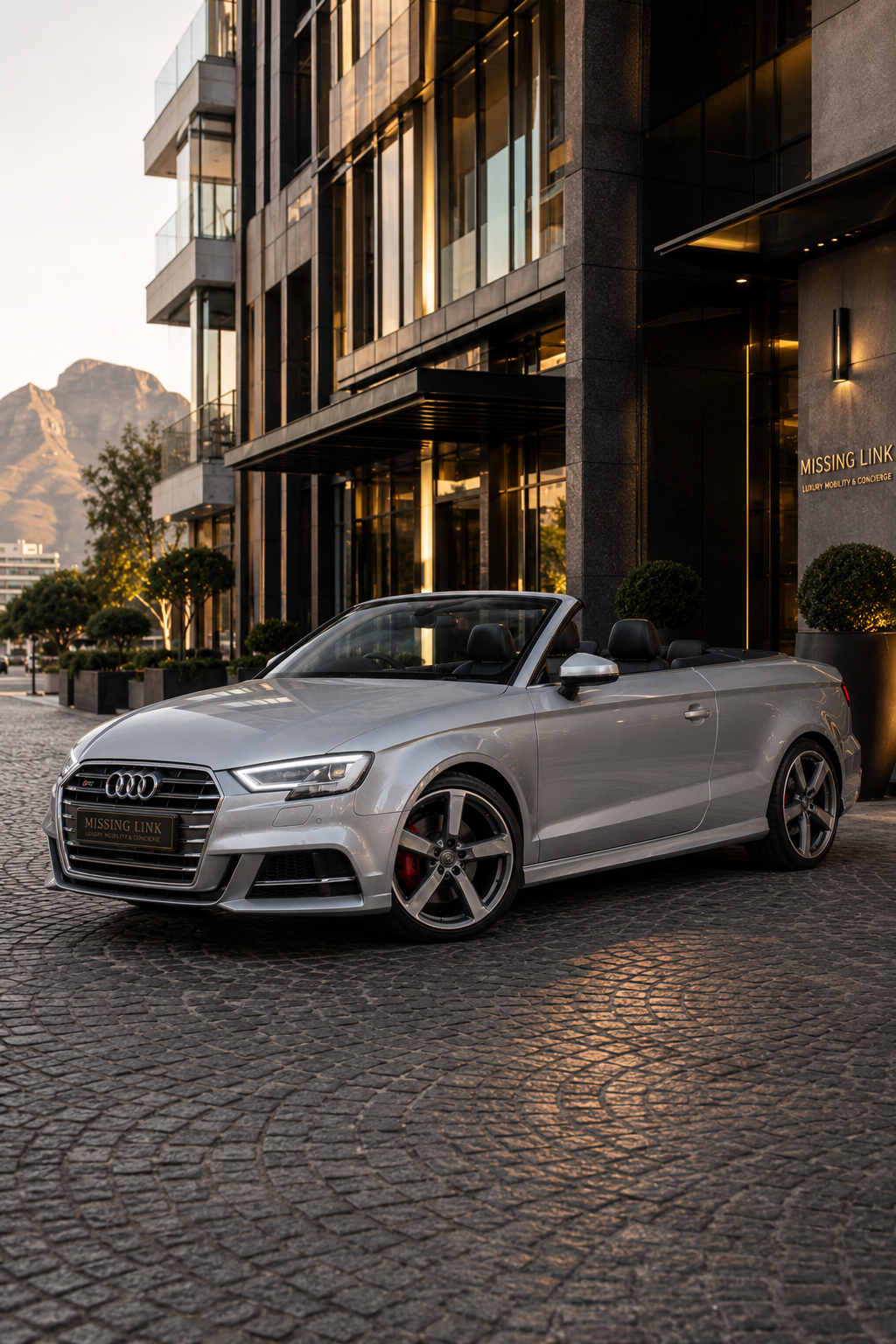 Front three-quarter view of the silver 2017 Audi S3