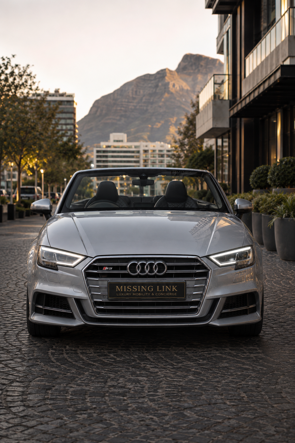 Front view of the silver 2017 Audi S3