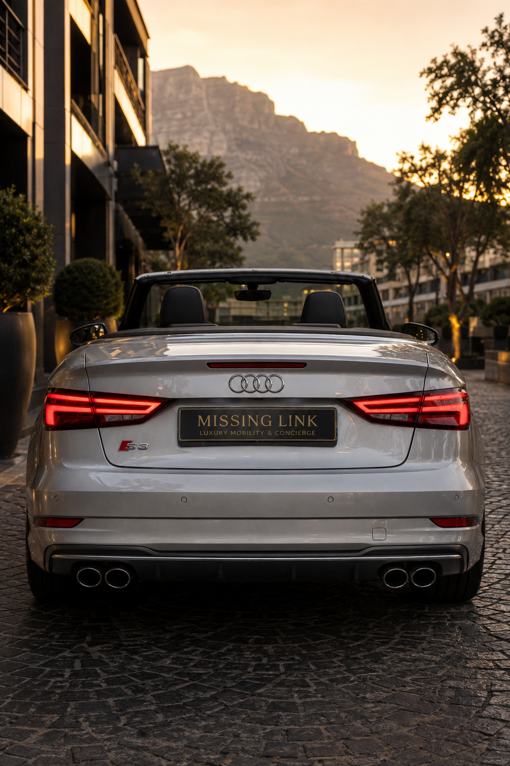 Rear view of the silver 2017 Audi S3