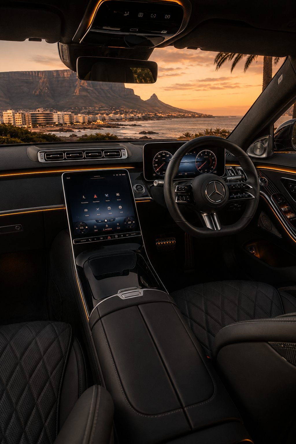 Rear seat or detail view of the 2024 Mercedes Benz S400 D