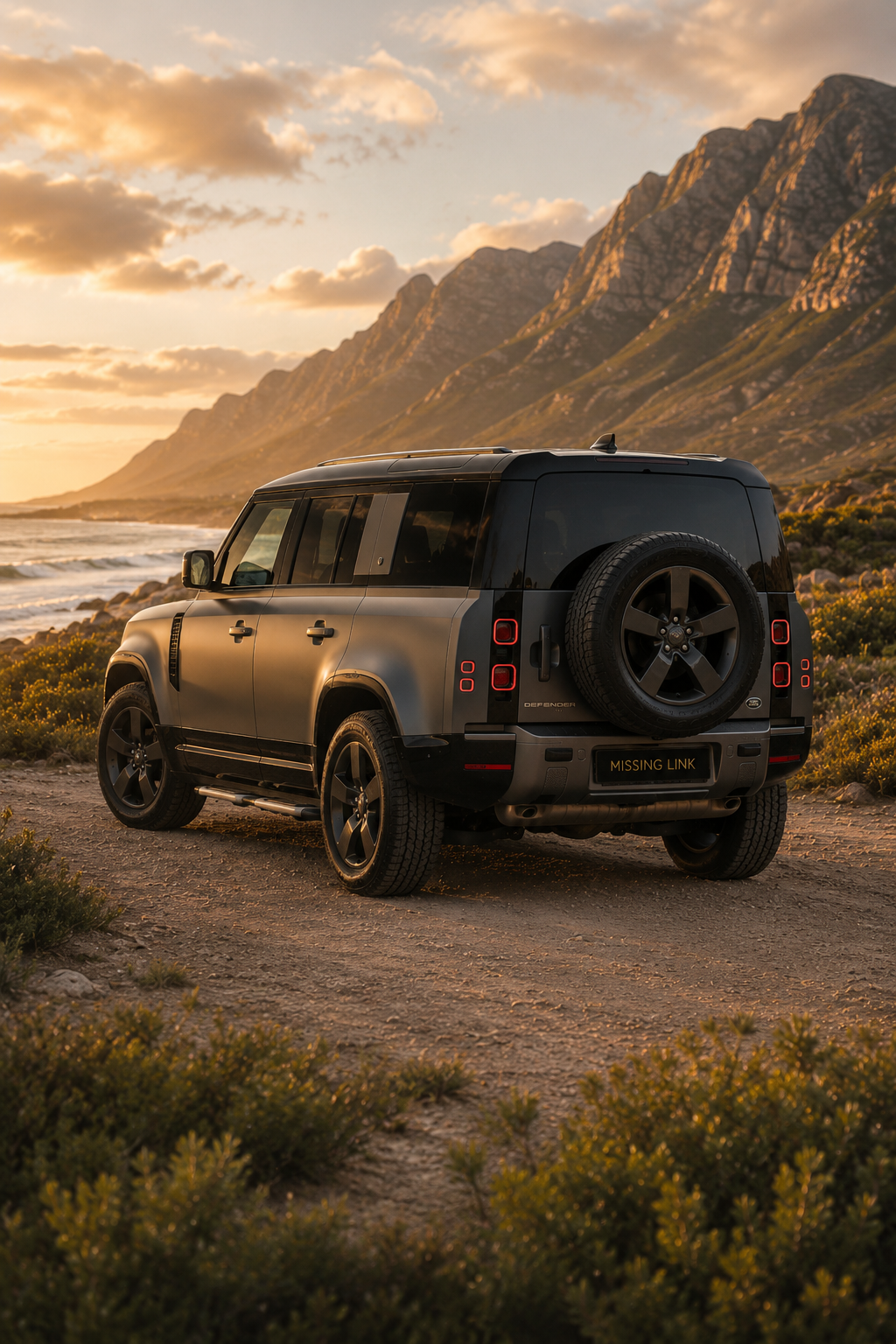 Side angle view of the 2023 Land Rover Defender D300 HSE