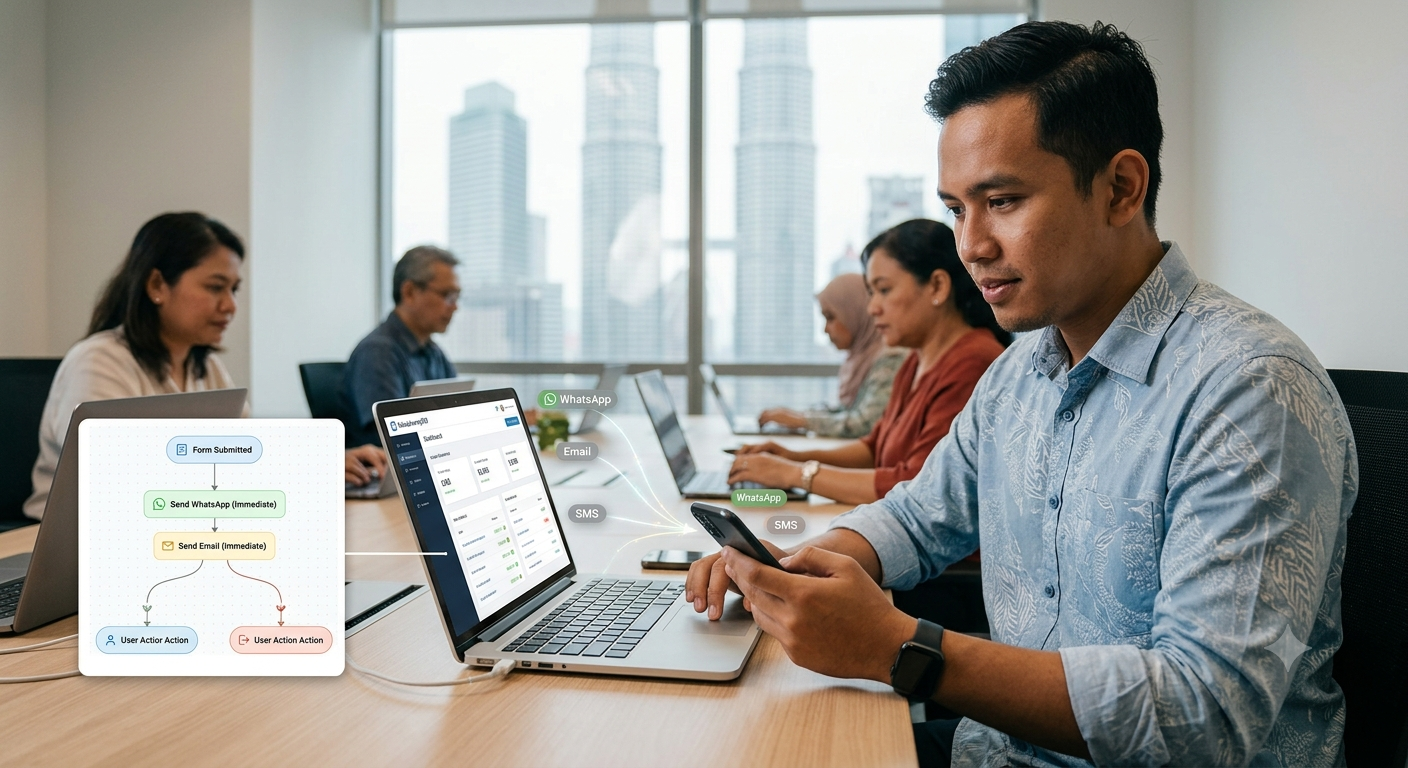 Business team optimizing sales pipelines with automated marketing workflows.