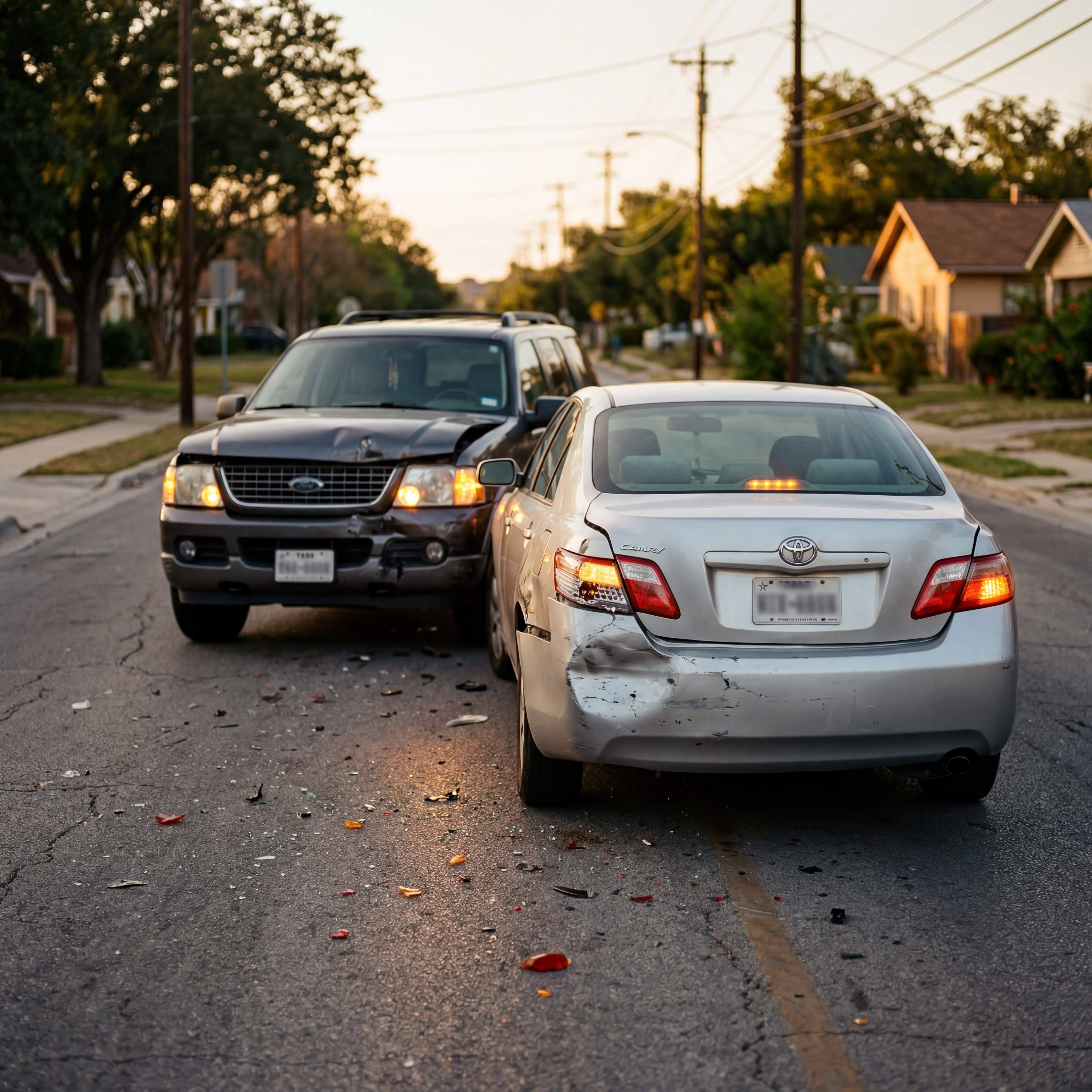 Two-car accident scene in San Antonio