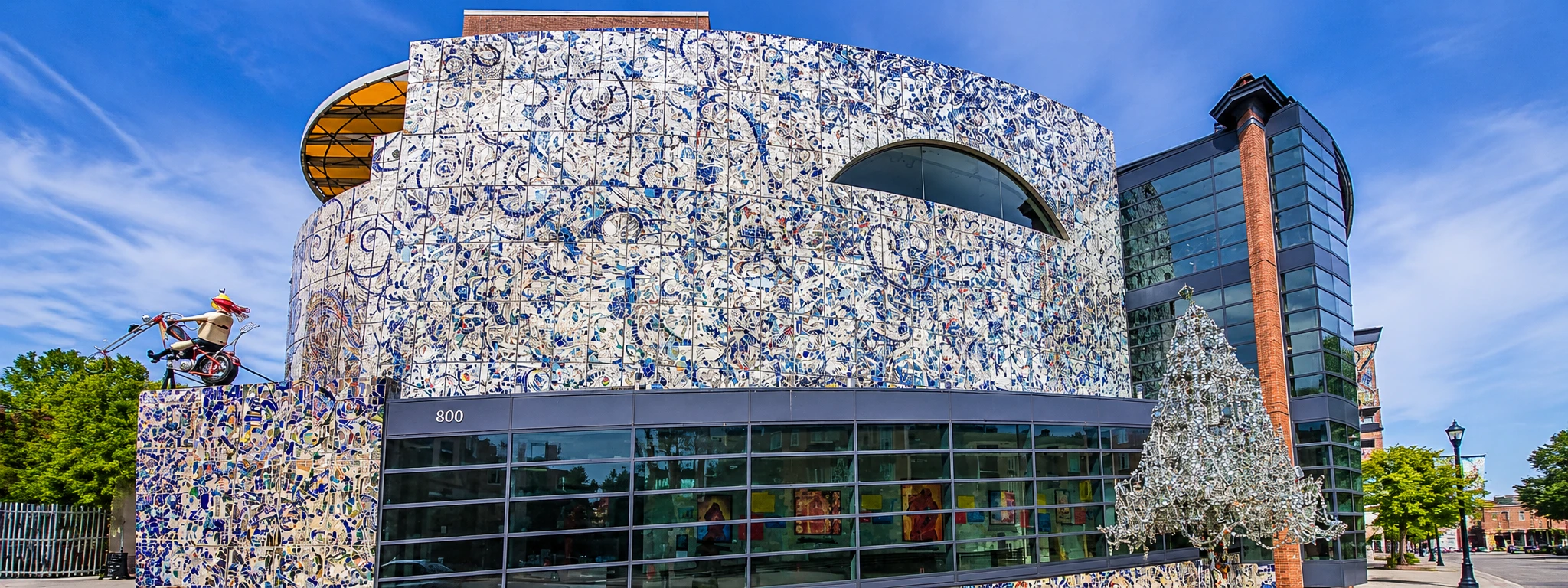 American Visionary Art Museum mosaic building in Baltimore Maryland with colorful artistic exterior facade
