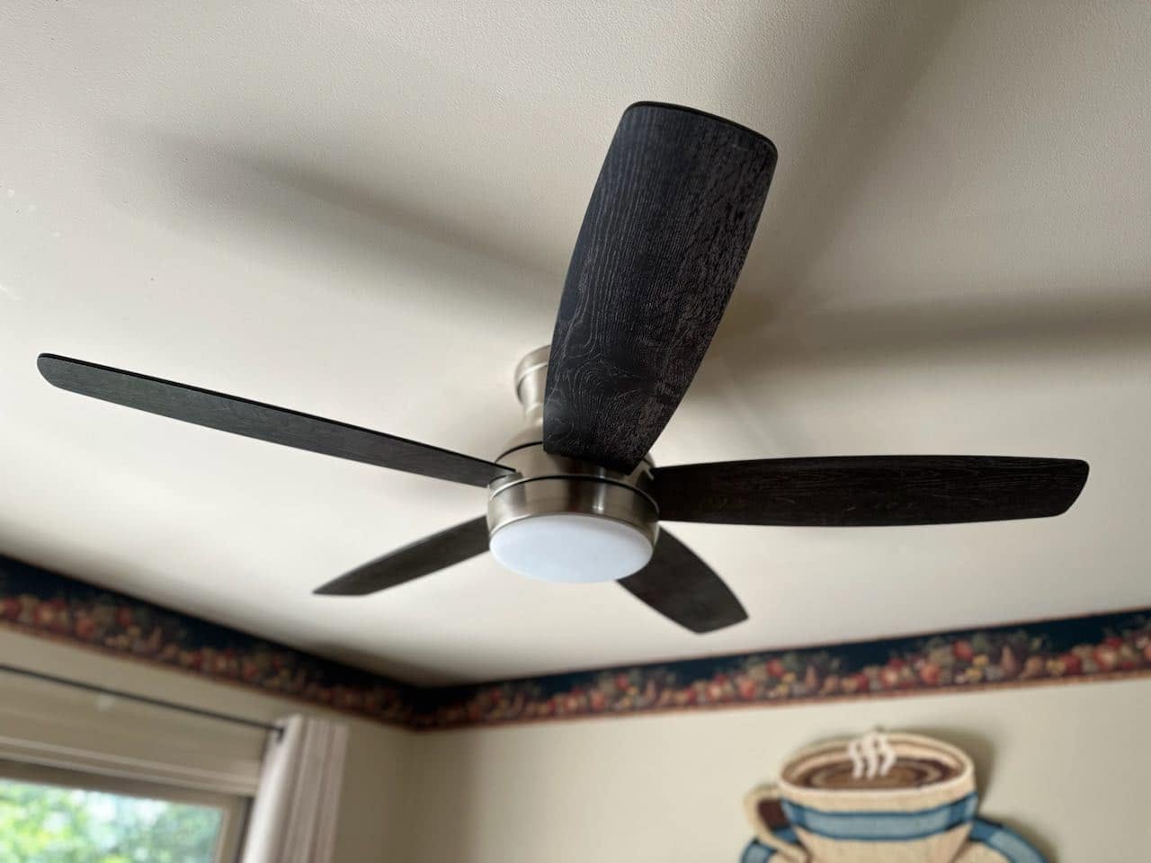 Modern ceiling fan installed during an interior remodel in Normal, Illinois