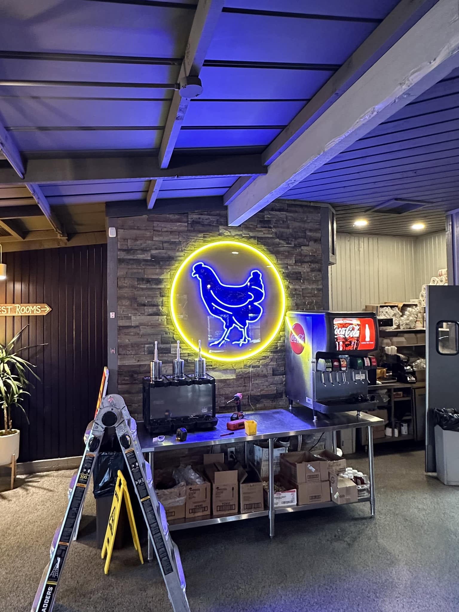 Commercial neon sign and lighting installation by Draper Construction Services