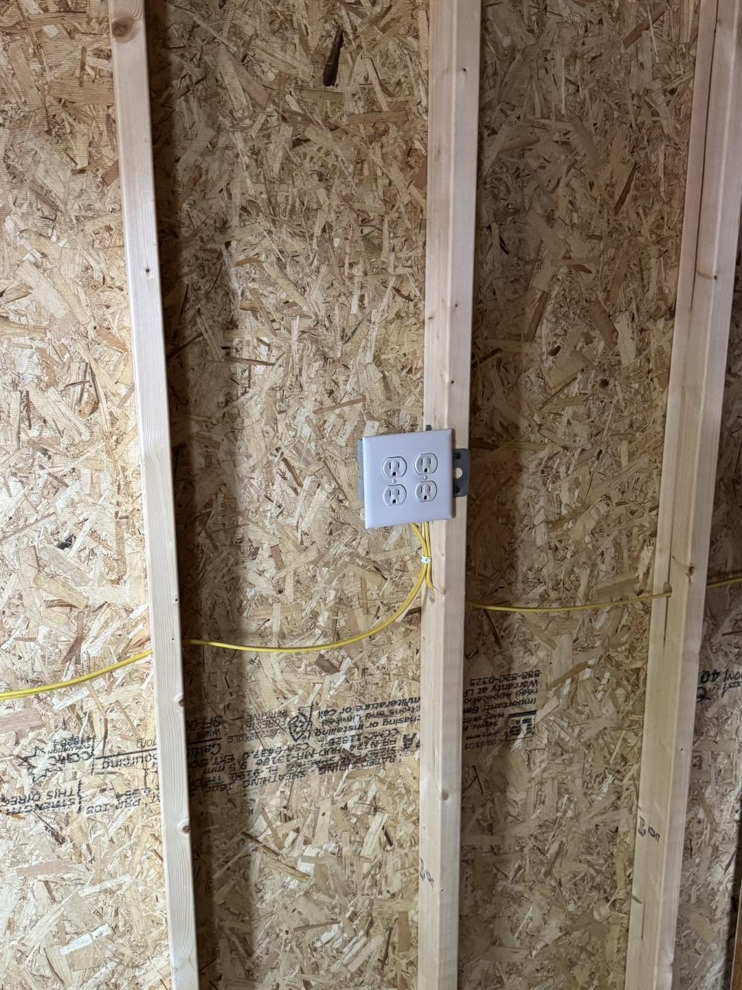 New construction electrical outlet rough-in in Bloomington, Illinois