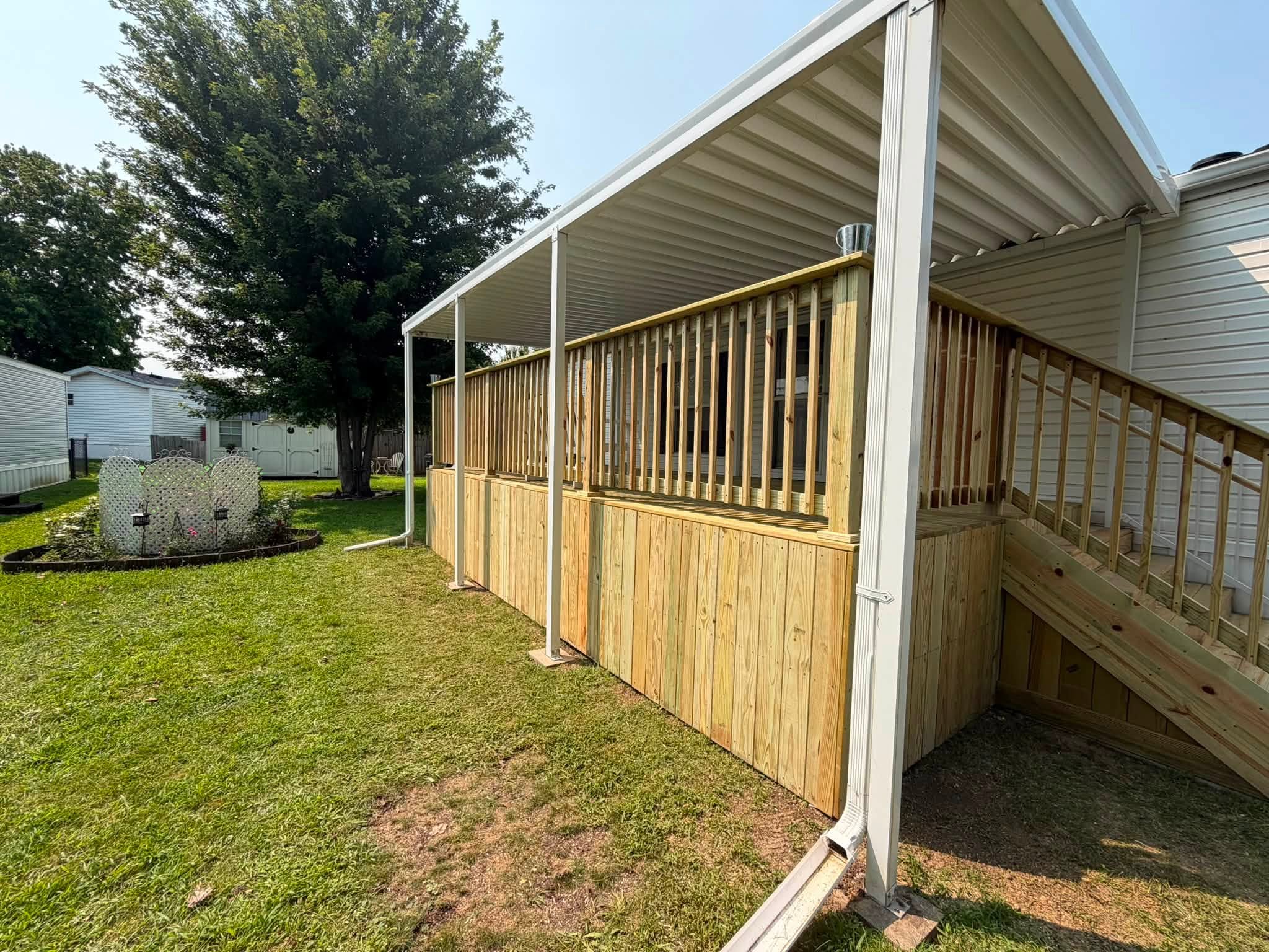 Covered wood deck side elevation in Bloomington, Illinois