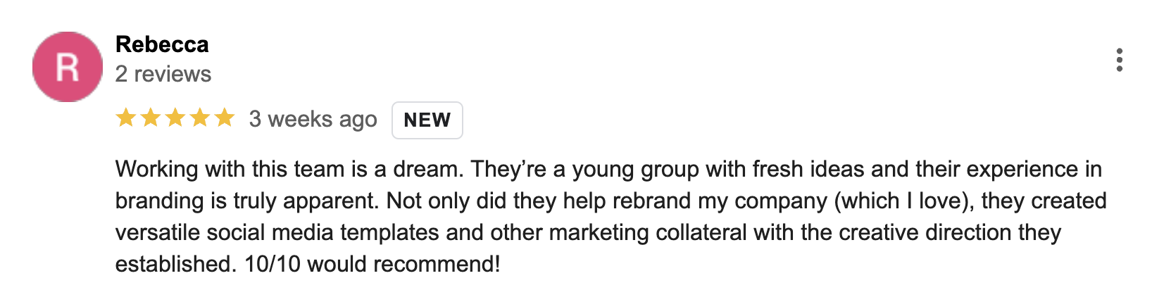 Client testimonial mentioning how easy it was to stay consistent on social media