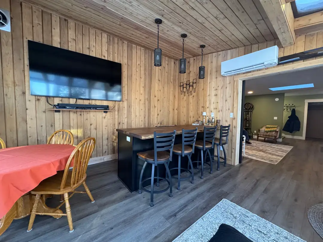 interior remodel with live edge bar