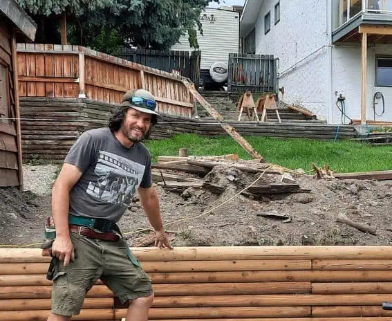 Patrick, Owner of Vernon Lawns and Gardens, on a job site