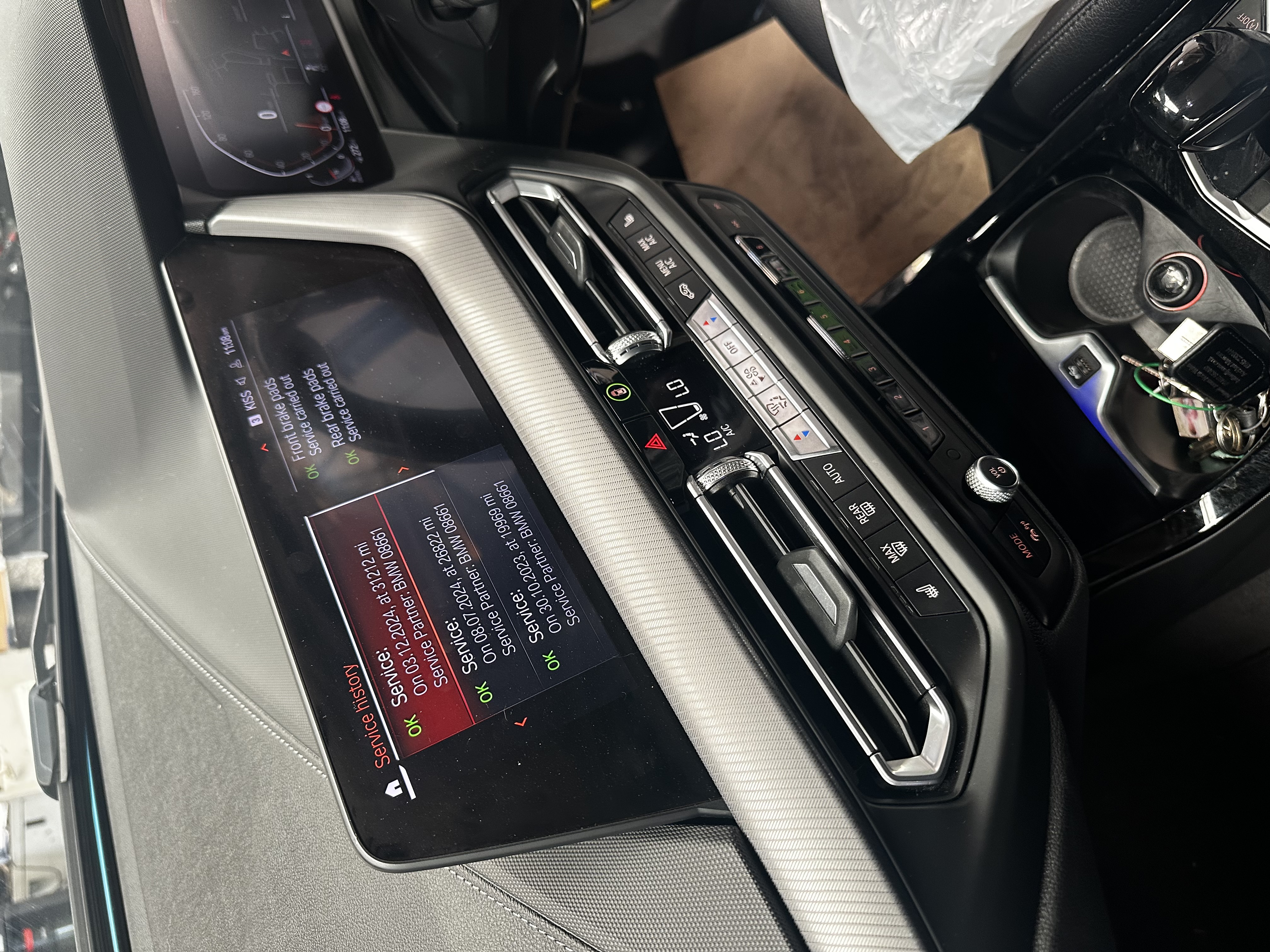 BMW service history information displayed digitally at Shaw's Service Station