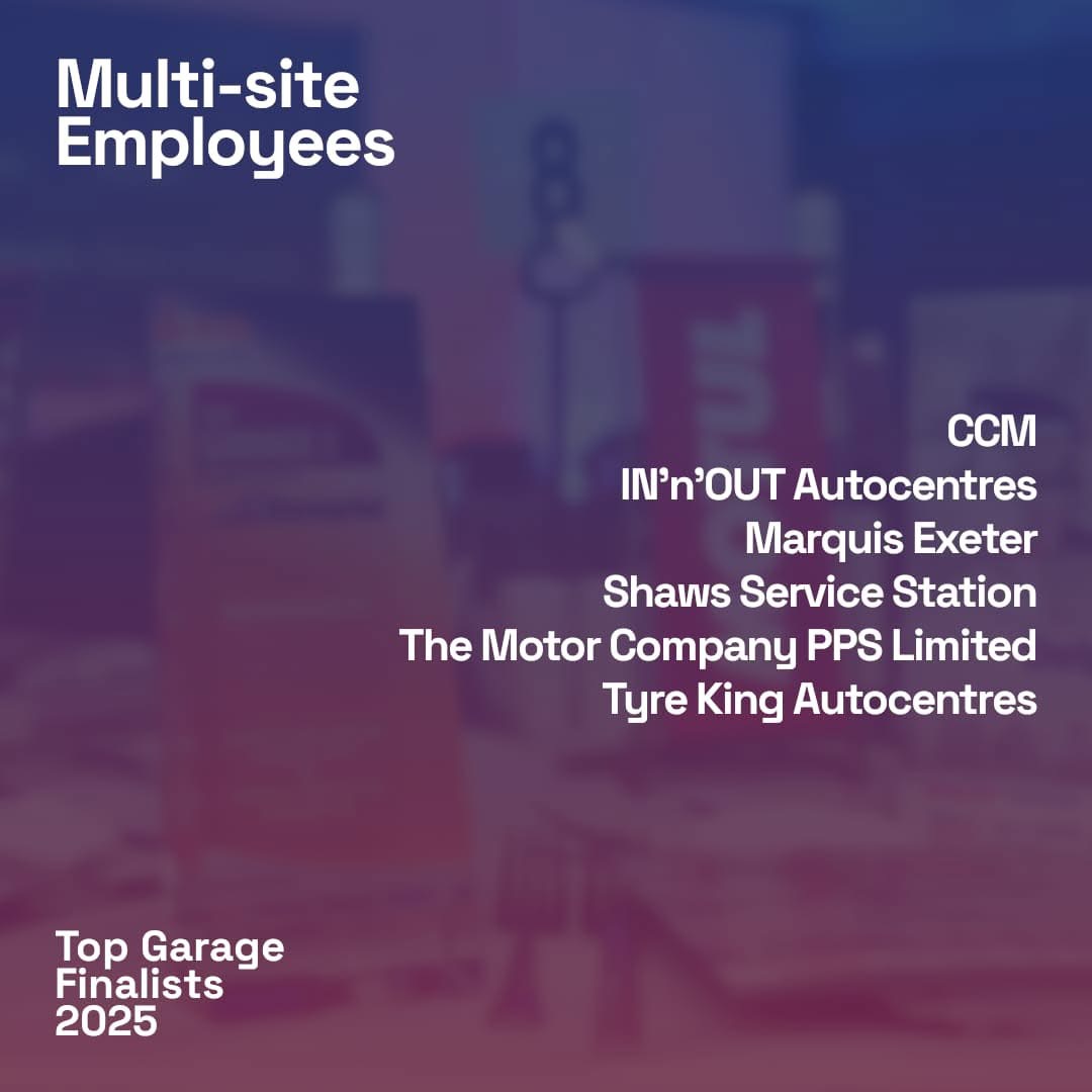 Top Garage 2025 Multi Site category finalists list including Shaw's Service Station