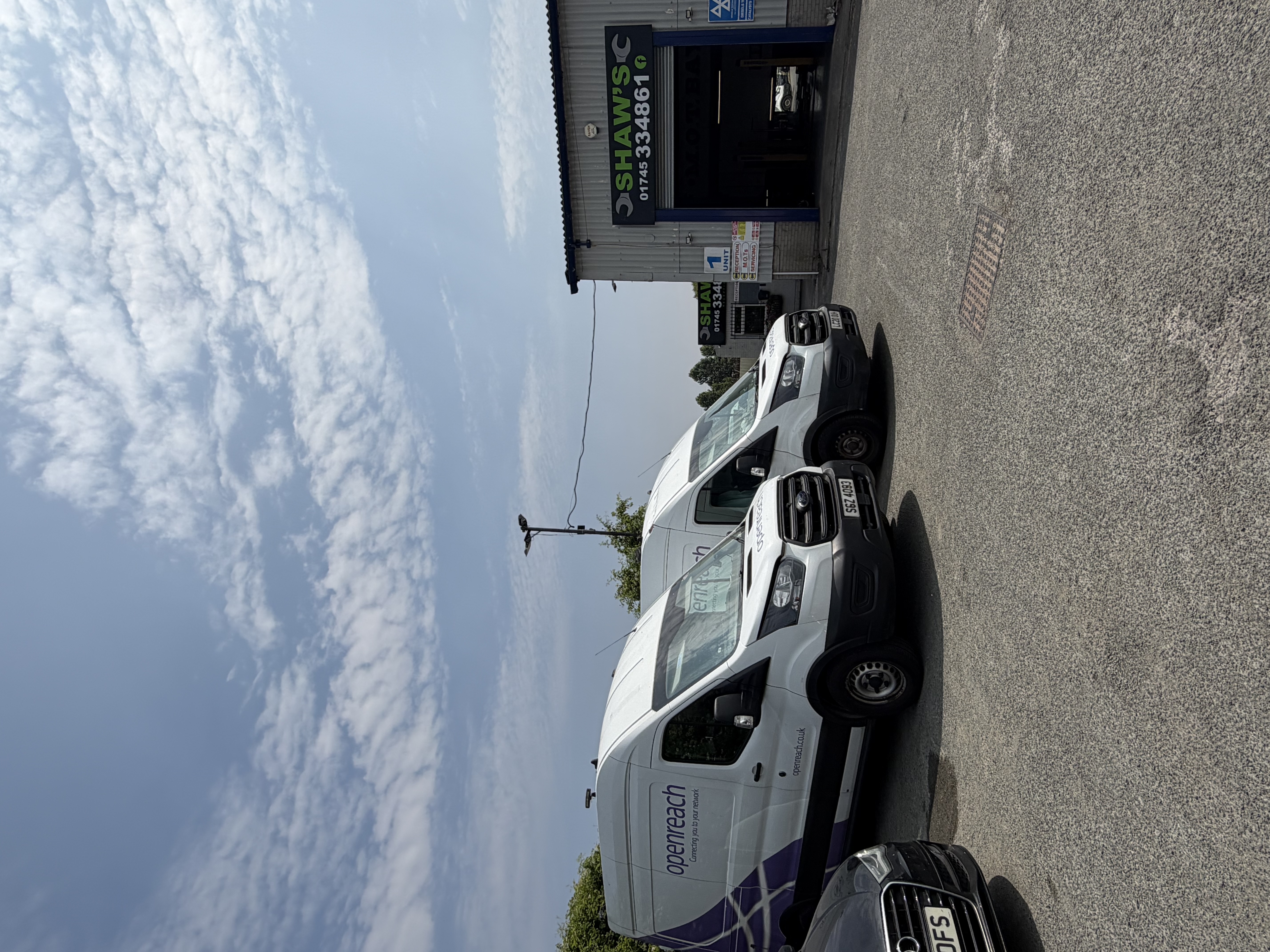BT fleet vans repaired and ready to return to service at Shaw's Service Station
