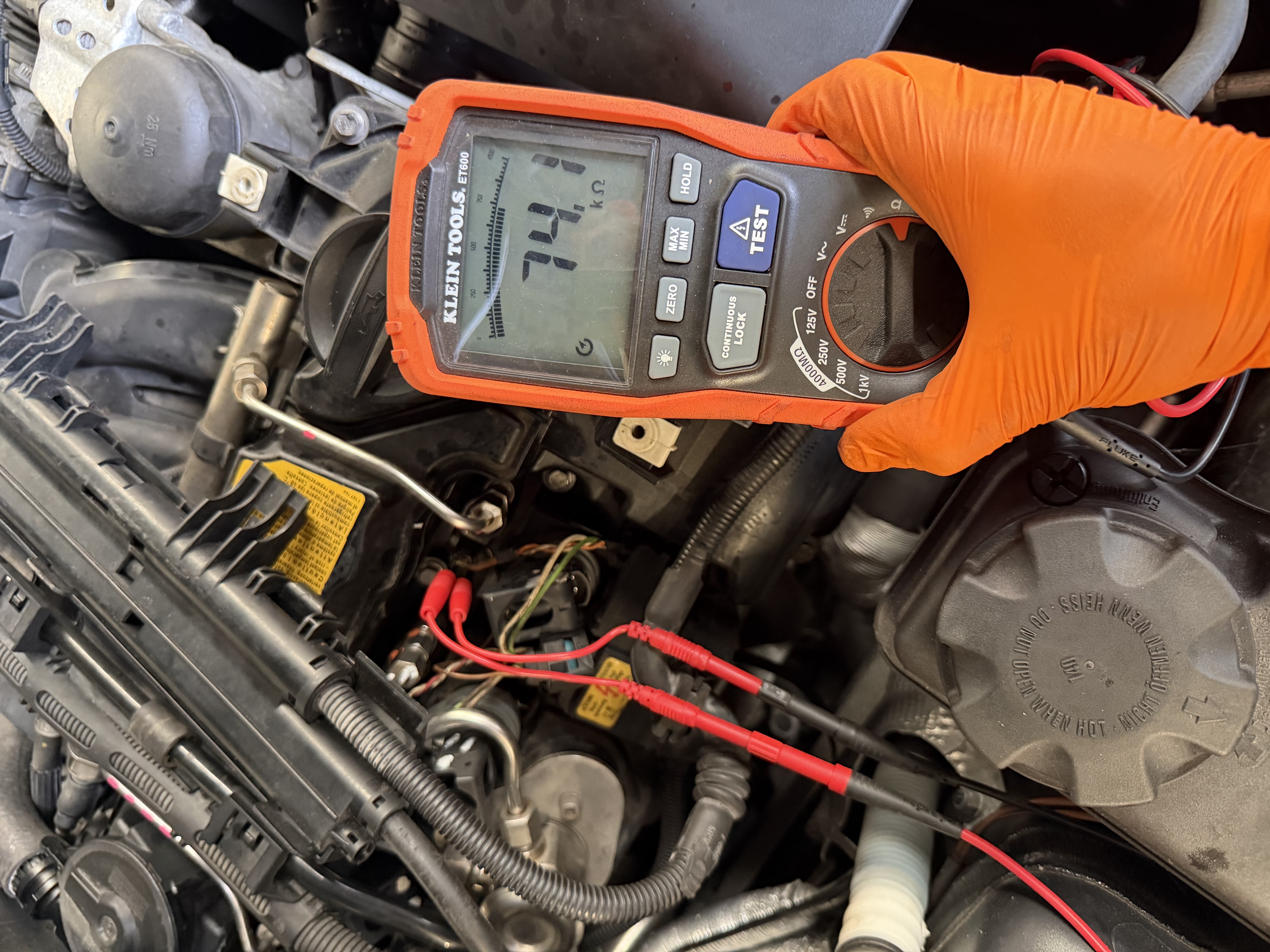 Fuel injector resistance measurement at Shaw's Service Station