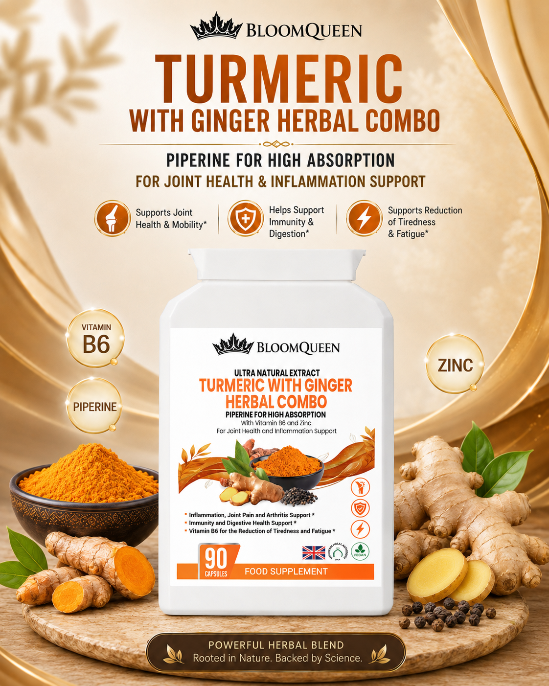 BloomQueen Turmeric With Ginger Herbal Combo
