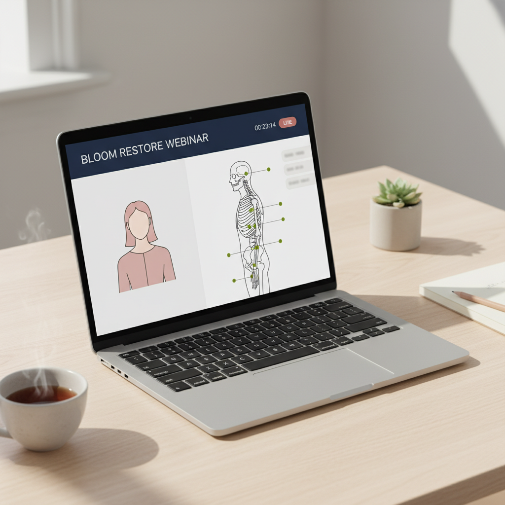 Bloom Restore webinar preview showing kinetic chain assessment