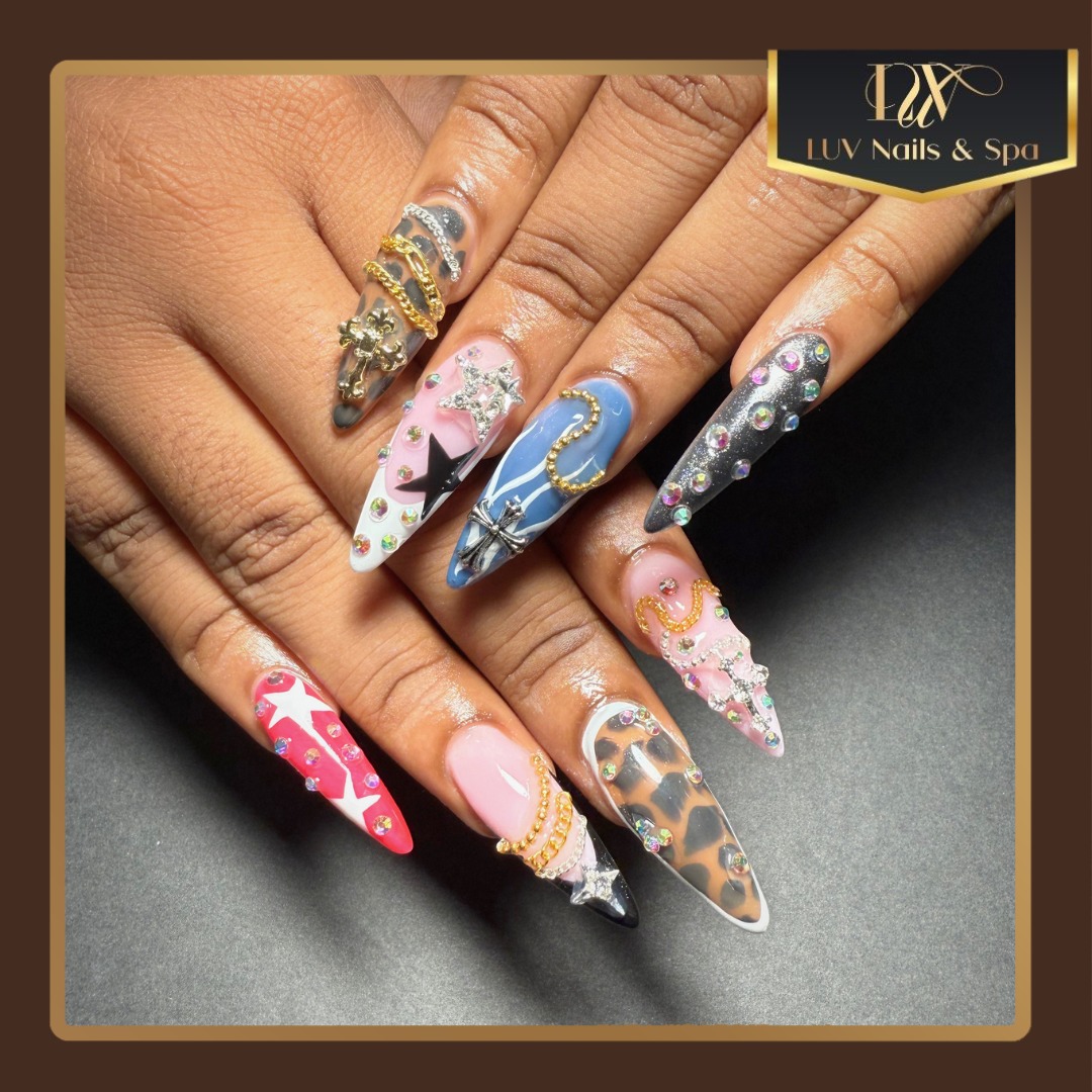 Hand painted nail art Luv Nails Spa