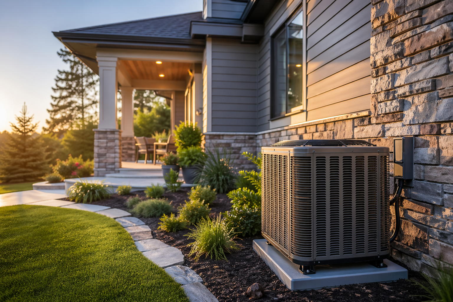 HVAC technician working on outdoor air conditioning unit