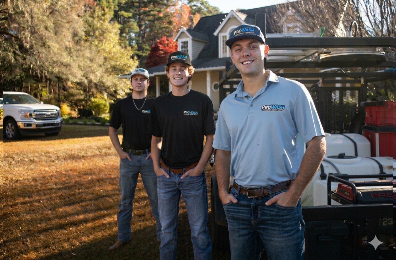 Brayden and the ProWash professional exterior cleaning team — Tallahassee pressure washing and soft washing specialists