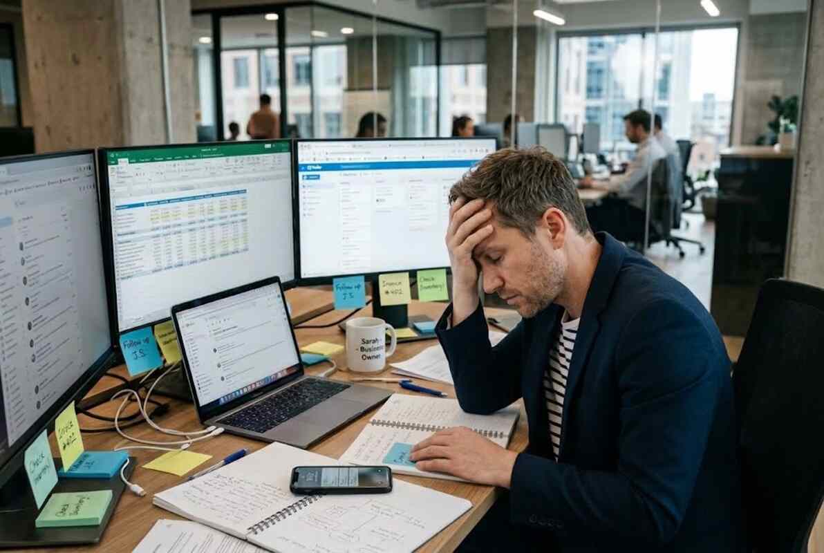 A digital dashboard displaying unified customer details to show how a connected business operating system eliminates the owner bottleneck