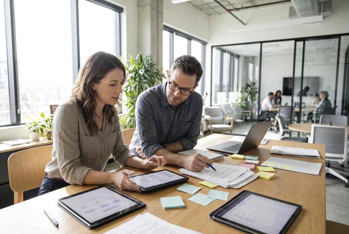 Small business leadership team conducting an operational handoff review without micromanagement or constant interruptions Small business leadership team conducting an operational handoff review without micromanagement or constant interruptions
