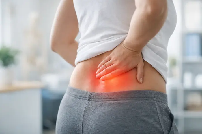 Patient receiving spinal adjustment for herniated disc relief