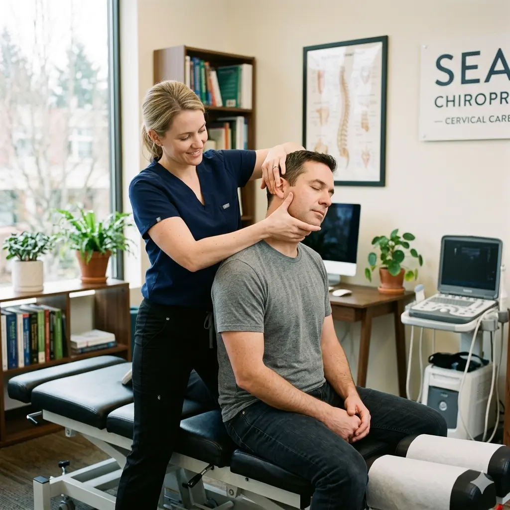 Chiropractor providing whiplash treatment to a patient in Vacaville, CA