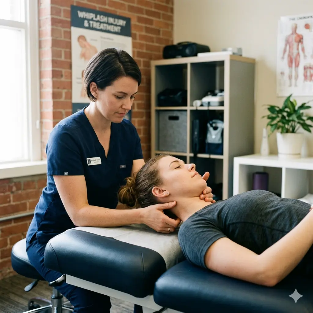 Patient receiving chiropractic care for neck pain following an auto accident in Solano County